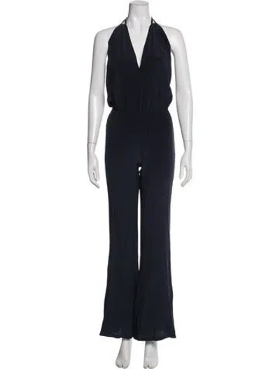 Pre-owned Stone Cold Fox Plunge Neckline Jumpsuit In Blue