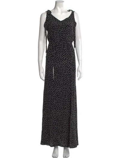 Pre-owned Stone Cold Fox Polka Dot Print Long Dress In Black