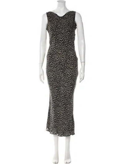 Pre-owned Stone Cold Fox Polka Dot Print Long Dress In Black