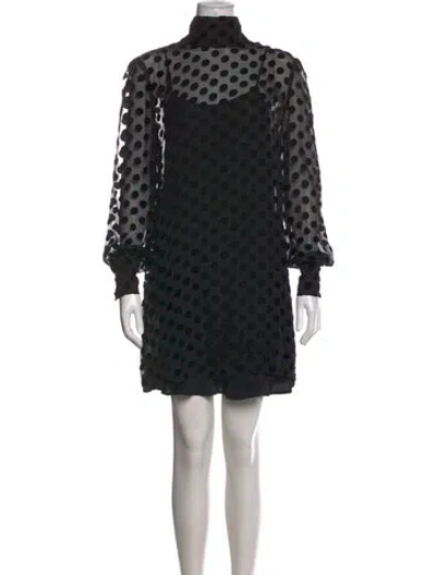 Pre-owned Stone Cold Fox Polka Dot Print Mini Dress In Black