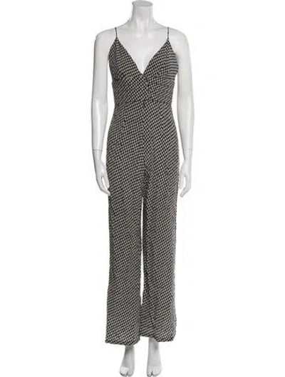 Pre-owned Stone Cold Fox Polka Dot Print V-neck Jumpsuit In Blue