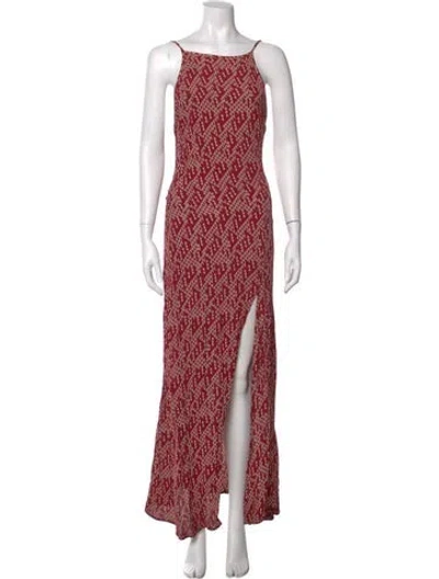 Pre-owned Stone Cold Fox Printed Long Dress In Red
