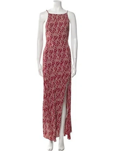 Pre-owned Stone Cold Fox Printed Long Dress In Red