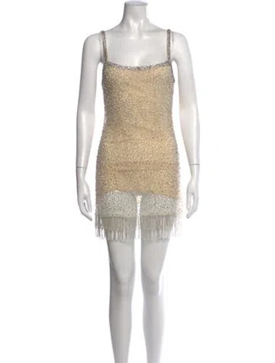 Pre-owned Stone Cold Fox Printed Mini Dress In Neutrals