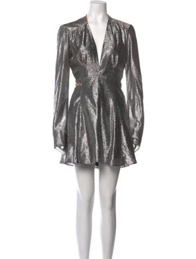 Pre-owned Stone Cold Fox Printed Mini Dress In Silver