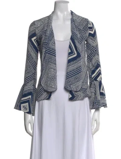 Pre-owned Stone Cold Fox Printed Open Front Top In Blue