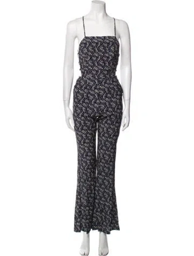 Pre-owned Stone Cold Fox Printed Square Neckline Jumpsuit In Blue