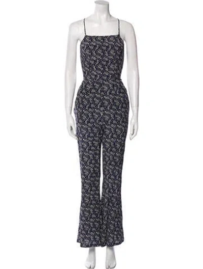 Pre-owned Stone Cold Fox Printed Square Neckline Jumpsuit In Blue