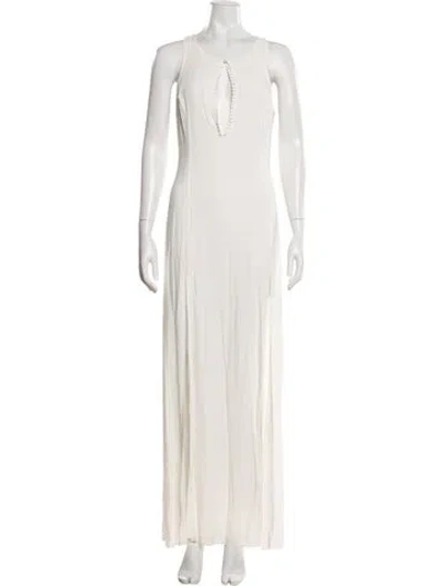 Pre-owned Stone Cold Fox Scoop Neck Long Dress In Neutral