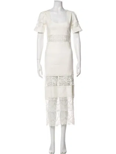 Pre-owned Stone Cold Fox Scoop Neck Long Dress In White