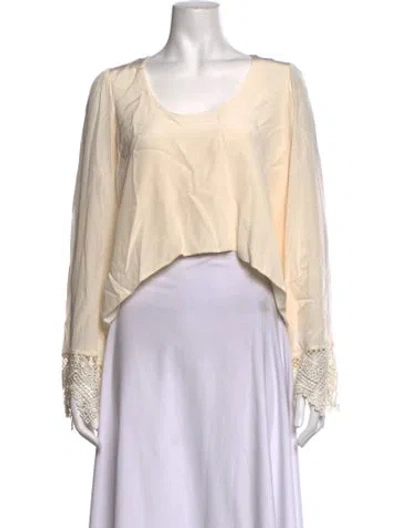 Pre-owned Stone Cold Fox Scoop Neck Long Sleeve Top In Neutrals