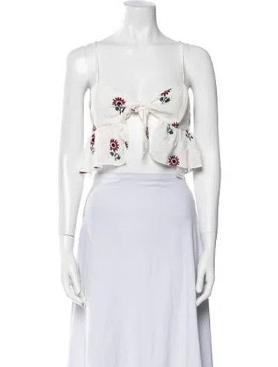 Pre-owned Stone Cold Fox Silk Floral Print Crop Top In Neutral