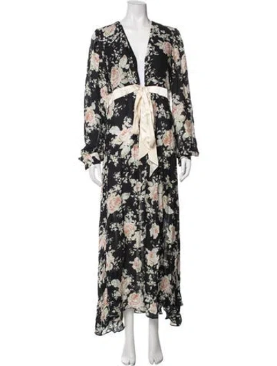 Pre-owned Stone Cold Fox Silk Floral Print Robe In Multicolor