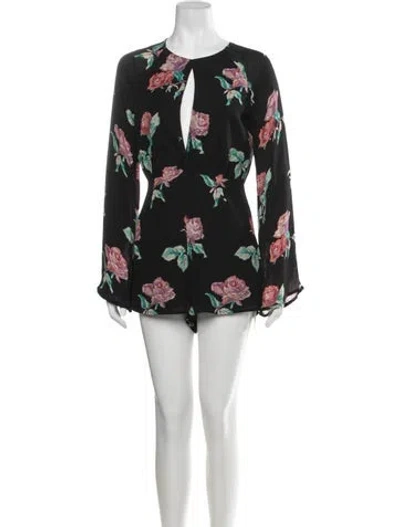 Pre-owned Stone Cold Fox Silk Floral Print Romper In Black