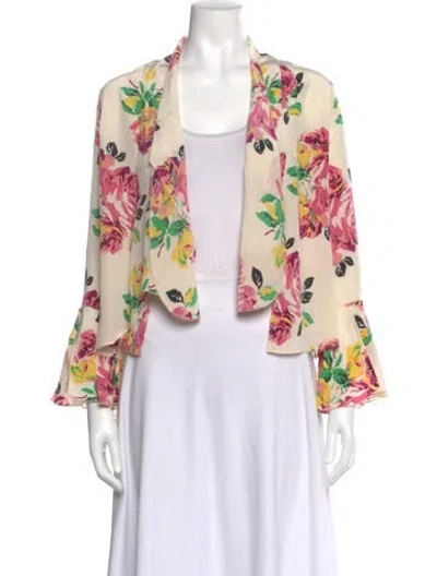Pre-owned Stone Cold Fox Silk Floral Print Top In Neutrals