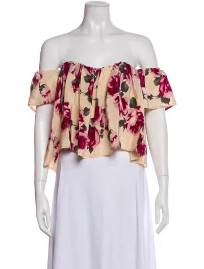 Pre-owned Stone Cold Fox Silk Floral Print Top In Purple