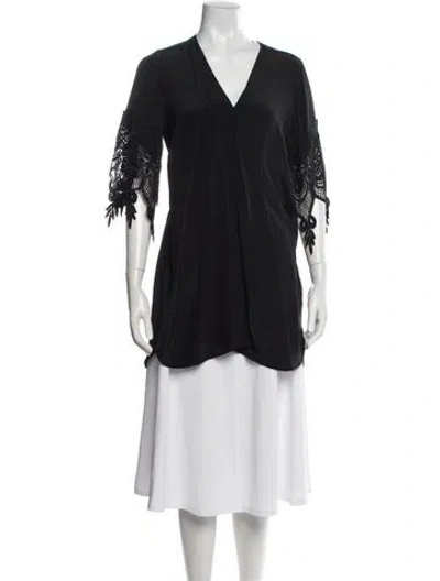 Pre-owned Stone Cold Fox Silk Lace Pattern Nightgown In Black