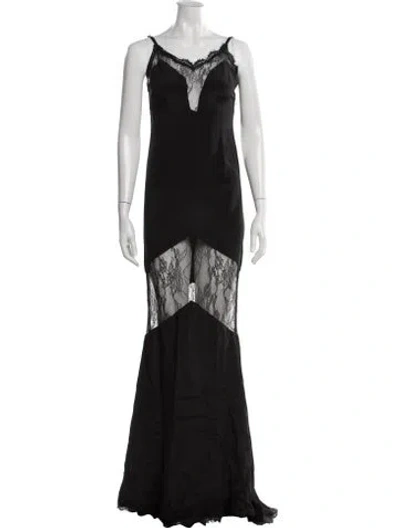 Pre-owned Stone Cold Fox Silk Long Dress In Black