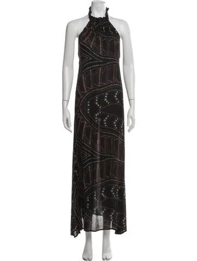 Pre-owned Stone Cold Fox Silk Long Dress In Black