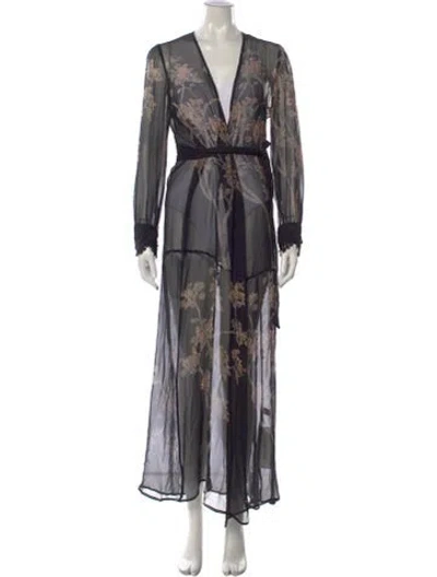Pre-owned Stone Cold Fox Silk Long Dress In Black