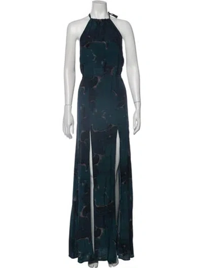 Pre-owned Stone Cold Fox Silk Long Dress In Blue