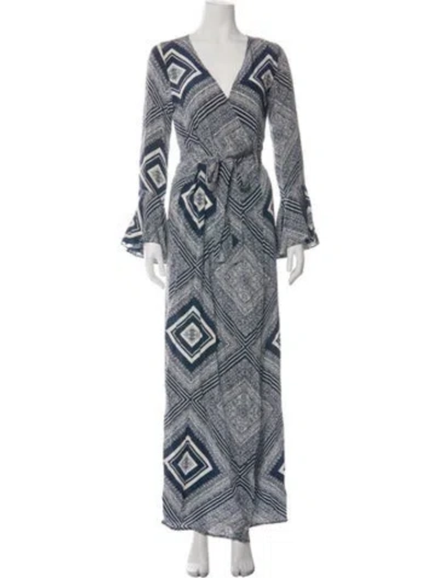 Pre-owned Stone Cold Fox Silk Long Dress In Blue