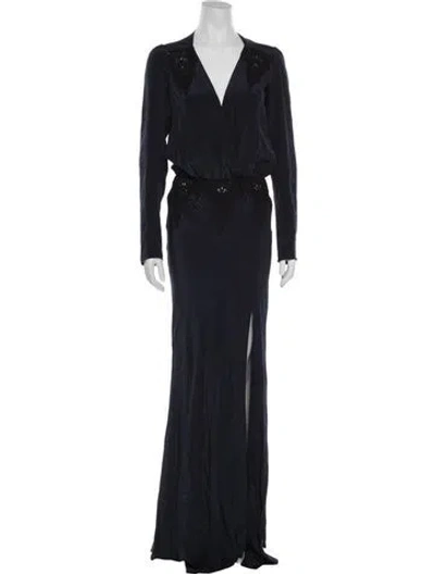 Pre-owned Stone Cold Fox Silk Long Dress In Blue