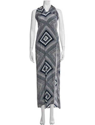 Pre-owned Stone Cold Fox Silk Long Dress In Blue/neutrals