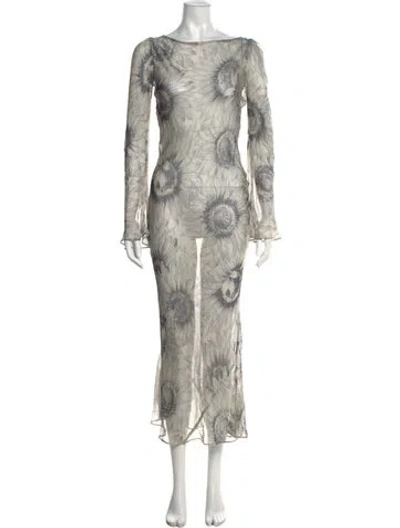 Pre-owned Stone Cold Fox Silk Long Dress In Grey