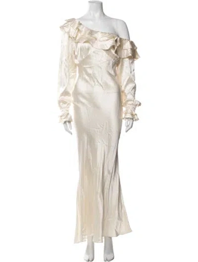 Pre-owned Stone Cold Fox Silk Long Dress In Neutrals