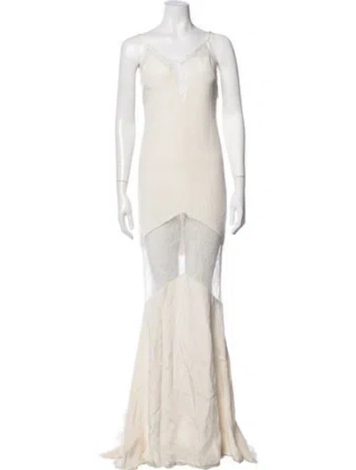 Pre-owned Stone Cold Fox Silk Long Dress In Neutrals