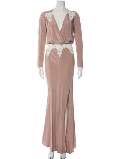 Pre-owned Stone Cold Fox Silk Long Dress In Pink