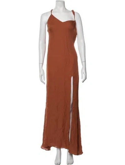 Pre-owned Stone Cold Fox Silk Long Dress W/ Tags In Orange
