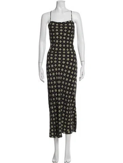 Pre-owned Stone Cold Fox Silk Midi Length Dress In Black