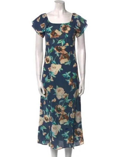 Pre-owned Stone Cold Fox Silk Midi Length Dress In Blue