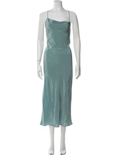 Pre-owned Stone Cold Fox Silk Midi Length Dress In Blue