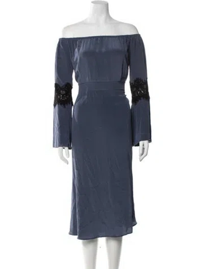 Pre-owned Stone Cold Fox Silk Midi Length Dress In Blue