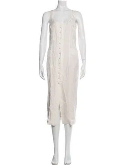Pre-owned Stone Cold Fox Silk Midi Length Dress In Neutrals