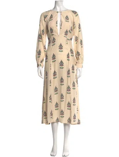 Pre-owned Stone Cold Fox Silk Midi Length Dress In Neutrals