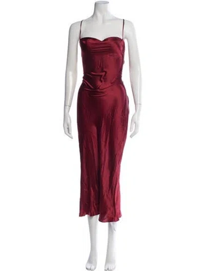 Pre-owned Stone Cold Fox Silk Midi Length Dress In Red