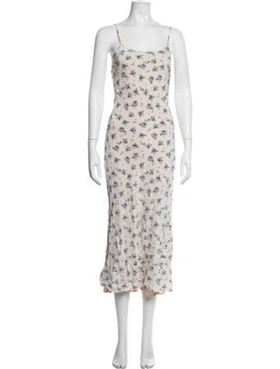 Pre-owned Stone Cold Fox Silk Midi Length Dress In White