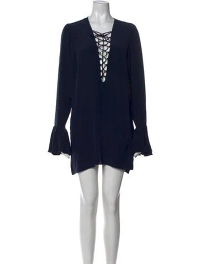 Pre-owned Stone Cold Fox Silk Mini Dress In Blue
