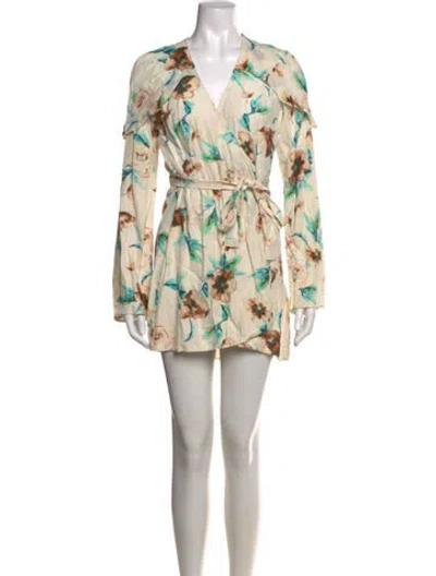 Pre-owned Stone Cold Fox Silk Mini Dress In Neutrals