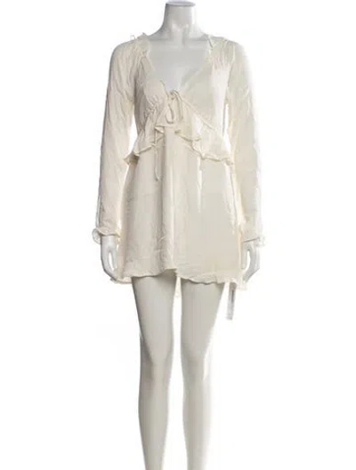 Pre-owned Stone Cold Fox Silk Mini Dress In Neutrals