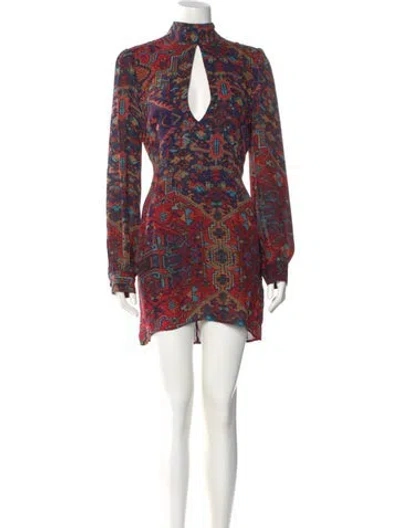 Pre-owned Stone Cold Fox Silk Mini Dress In Red