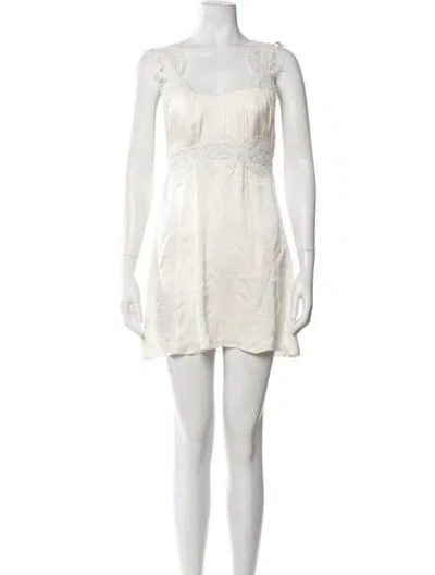 Pre-owned Stone Cold Fox Silk Mini Dress In White