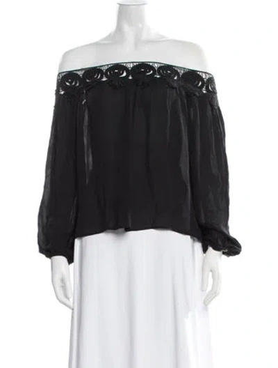 Pre-owned Stone Cold Fox Silk Off-the-shoulder Blouse In Black