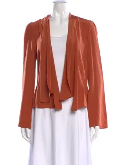 Pre-owned Stone Cold Fox Silk Open Front Blouse In Orange