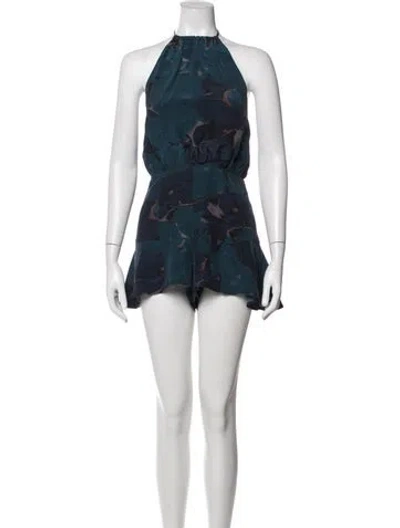 Pre-owned Stone Cold Fox Silk Patterned Romper In Blue