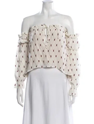 Pre-owned Stone Cold Fox Silk Printed Blouse In Neutral